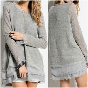 #22 Anthro EASEL Carly chiffon tiered sweater M